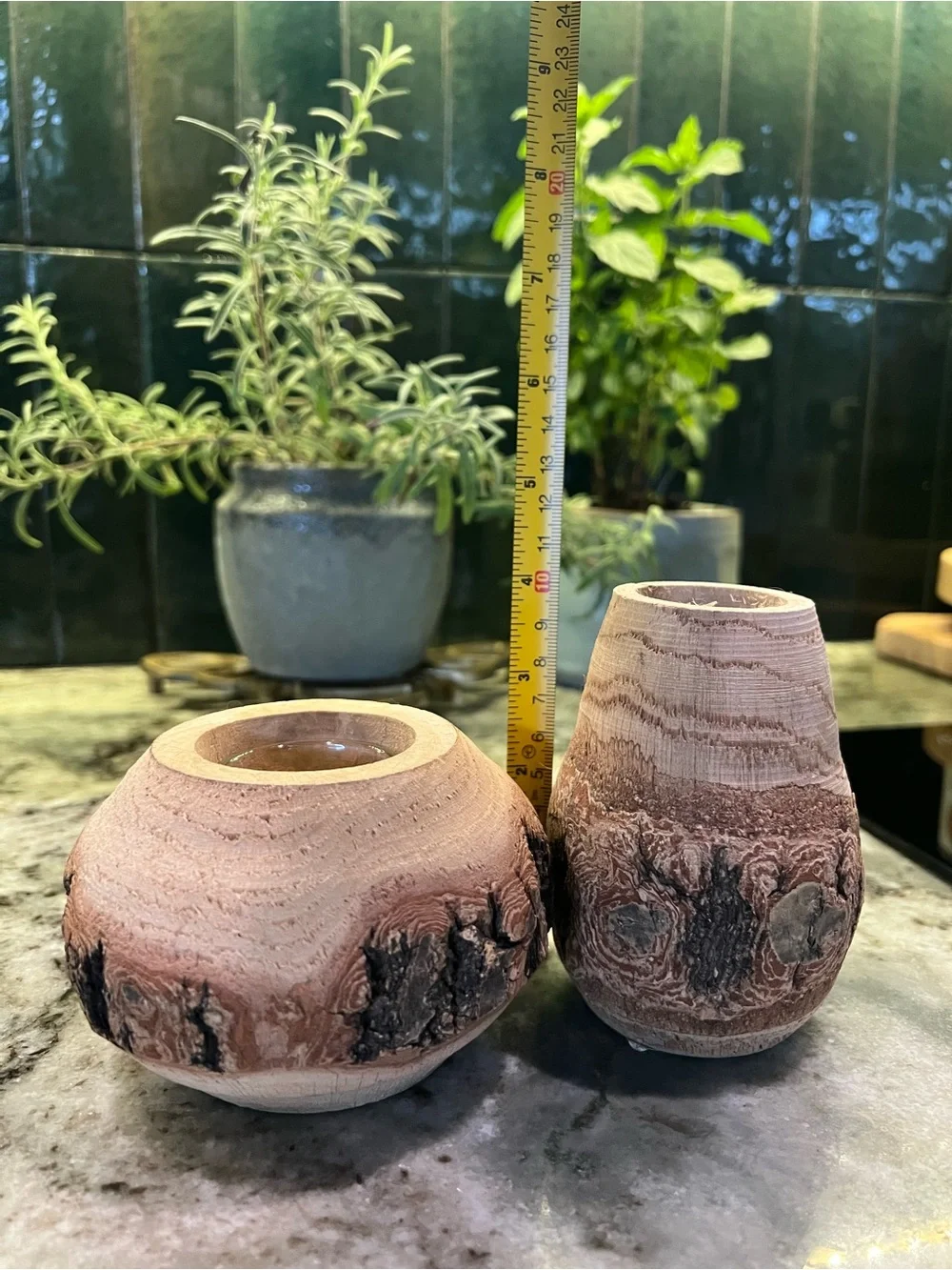 Magnolia Rustic Brown Wood Bark Vases - Set of 2